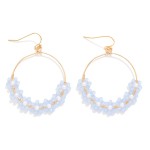 Wholesale wire Hoop Drop Earrings Beaded Flowers Detail L