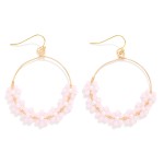 Wholesale wire Hoop Drop Earrings Beaded Flowers Detail L