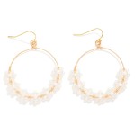 Wholesale wire Hoop Drop Earrings Beaded Flowers Detail L