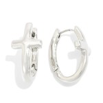 Metal Tone Oval Hoop Cross Earrings 

- Approximately 1" L