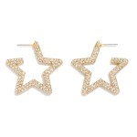 Wholesale pave Rhinestone Star Hoop Earrings L