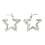 Wholesale pave Rhinestone Star Hoop Earrings L
