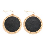 Wholesale leather Circle Drop Earrings Metal Eyelet Edge L