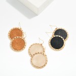 Wholesale leather Circle Drop Earrings Metal Eyelet Edge L