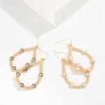 Wholesale studded Textured Metal Teardrop Drop Earrings L