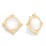 Wholesale large Round Faceted Acetate Stud Earrings Metal Border L