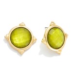 Wholesale large Round Faceted Acetate Stud Earrings Metal Border L