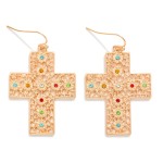 Wholesale filigree Studded Cross Drop Earrings L