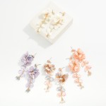 Wholesale pearlescent Linked Flower Petal Post Drop Earrings L
