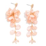 Wholesale pearlescent Linked Flower Petal Post Drop Earrings L