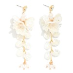 Wholesale pearlescent Linked Flower Petal Post Drop Earrings L