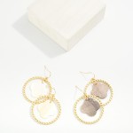 Wholesale nesting Textured Metal Hoop Pearlescent Clover Drop Earrings L