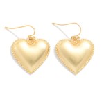Wholesale puffy Metal Heart Earrings Studded Edge Detail L