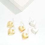 Wholesale puffy Metal Heart Earrings Studded Edge Detail L