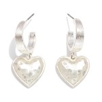 Wholesale ribbed Hoop Earrings Hammered Metal Heart Dangle L