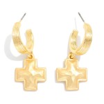 Wholesale metal Half Hoop Earrings Cross Dangle Detail L