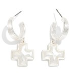 Wholesale metal Half Hoop Earrings Cross Dangle Detail L