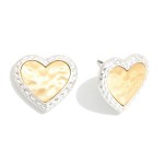 Wholesale large Hammered Metal Heart Stud Earrings L