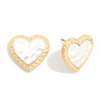 Wholesale large Hammered Metal Heart Stud Earrings L