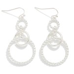 Wholesale linked Textured Metal Circle Drop Earrings L