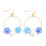Wholesale porcelain Flower Beaded Wire Hoop Earrings L