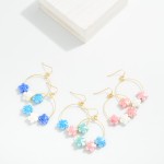 Wholesale porcelain Flower Beaded Wire Hoop Earrings L