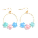 Wholesale porcelain Flower Beaded Wire Hoop Earrings L