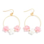 Wholesale porcelain Flower Beaded Wire Hoop Earrings L