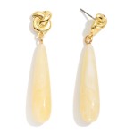 Wholesale linked Knotted Metal Marbled Acetate Teardrop Post Drop Earrings L