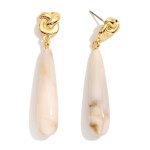 Wholesale linked Knotted Metal Marbled Acetate Teardrop Post Drop Earrings L