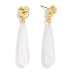Wholesale linked Knotted Metal Marbled Acetate Teardrop Post Drop Earrings L