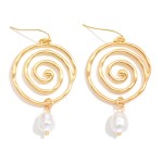 Wholesale metal Swirl Pearl Drop Earrings L