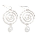 Wholesale metal Swirl Pearl Drop Earrings L