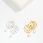 Wholesale metal Swirl Pearl Drop Earrings L