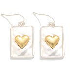 Wholesale hammered Metal Rectangle Heart Post Drop Earrings L