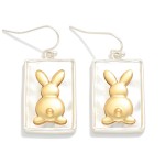 Wholesale hammered Metal Rectangle Easter Bunny Post Drop Earring L