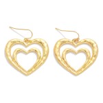 Wholesale layered Hammered Metal Hearts Drop Earrings L