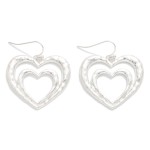 Wholesale layered Hammered Metal Hearts Drop Earrings L