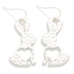 Wholesale hammered Metal Easter Bunny Drop Earrings L