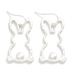 Wholesale hammered Metal Hollow Easter Bunny Post Drop Earrings L