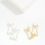 Wholesale hammered Metal Hollow Easter Bunny Post Drop Earrings L