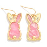 Wholesale marble Acetate Easter Bunny Drop Earring Rhinstone Detail L
