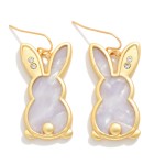 Wholesale marble Acetate Easter Bunny Drop Earring Rhinstone Detail L