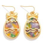 Wholesale marble Acetate Easter Egg Drop Earring Rhinstone Detail L