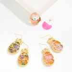Wholesale marble Acetate Easter Egg Drop Earring Rhinstone Detail L