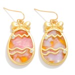 Wholesale marble Acetate Easter Egg Drop Earring Rhinstone Detail L