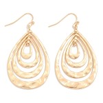 Wholesale hammered Metal Nesting Teardrop Drop Earrings L