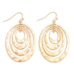 Wholesale nesting Hammered Metal Tapered Oval Drop Earrings L