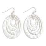 Wholesale nesting Hammered Metal Tapered Oval Drop Earrings L