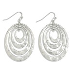 Wholesale nesting Hammered Metal Tapered Oval Drop Earrings L